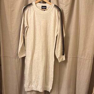 Monrow MOMMY Cream Long Sleeve Dress with  Stripes